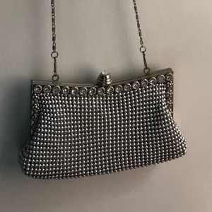 Silver beaded Mini Purse Clutch Bag